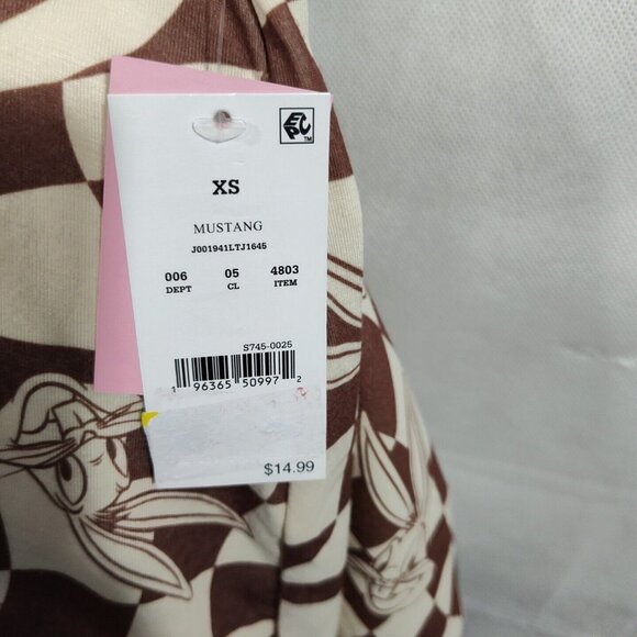 Looney Tunes Brown Checkered Skirt All Over Print Women Size XS NEW - Picture 4 of 5